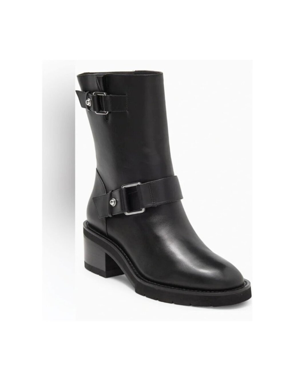 NEW $700 STUART WEITZMAN Boulevard Moto Boots Leather Black Chunky 9 B US (A4)